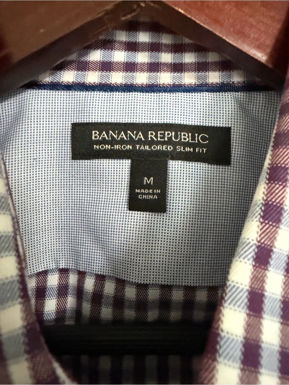 ✔️Banana Republic Magenta/Purplish and White Gingham Dress Shirt 👔